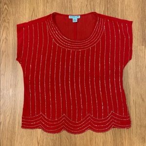 francesca’s Dina Be Scalloped Beaded Top